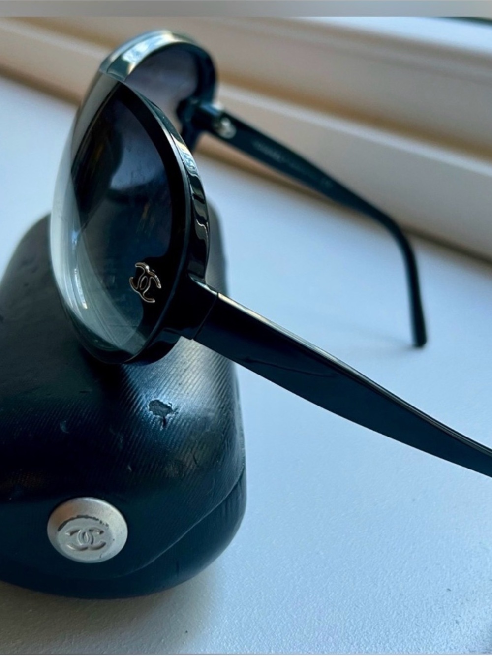AUTH CHANEL 5066 Shield Black Gradient CC Sunglasses - Picture 3 of 7